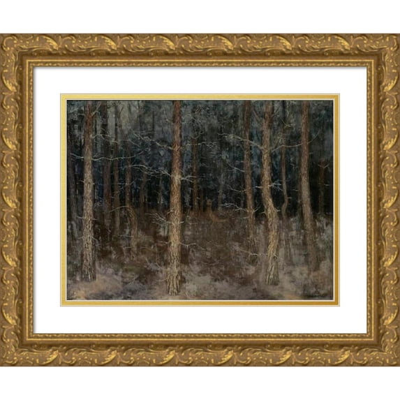 Gust van de Wall Perné 14x11 Gold Ornate Wood Frame and Double Matted Museum Art Print Titled - "Mystical Paths"; Forest Face (1907)