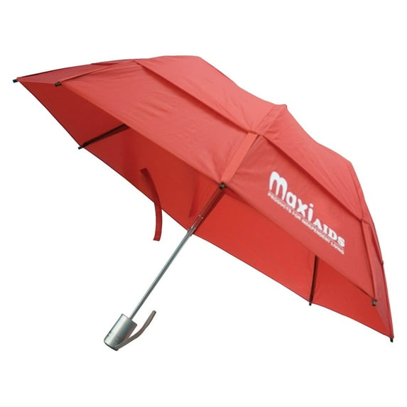 GustBuster Folding Umbrella - Red with White MaxiAids Logo