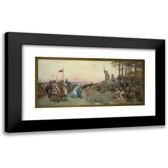 Gustaf Cederström 14x9 Black Modern Framed Museum Art Print Titled - Ansgar Preaching Christianity (1889)