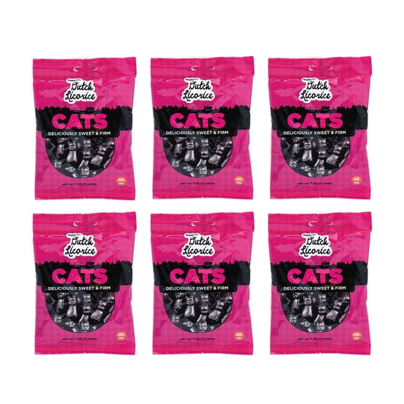 Gustaf's Licorice Cats Pack of 6 (5.29 oz Bag) Unique Cat-Shaped Licorice Candy