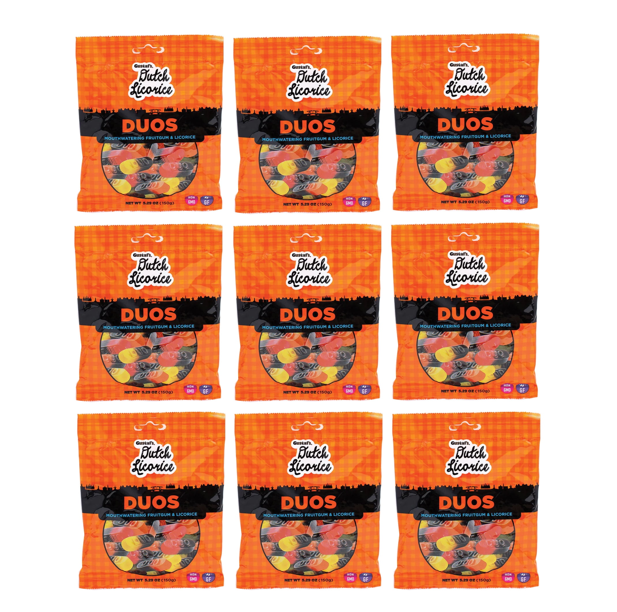 Gustaf's Licorice Duo's Pack of 9 (5.29 oz Bag) Two-Toned Licorice Delights