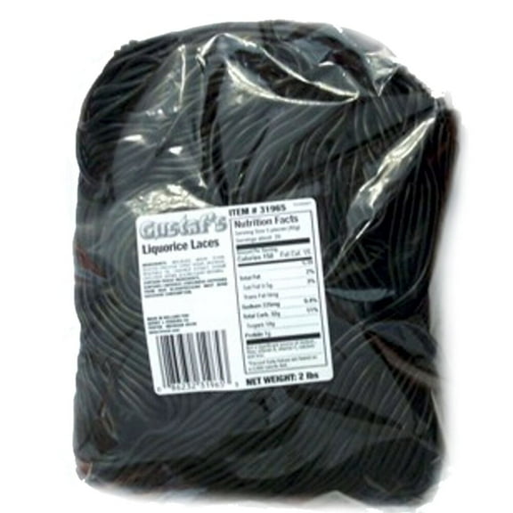 Gustaf's Black Licorice Laces - 2 LB Bag
