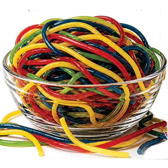 Gustaf's Shoestring Rainbow Fruit Flavored Licorice Laces, 2 lbs, 100 Calorie, Chewy