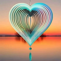 Gustamucho Rainbow heart Wind Spinners, hanging Wind Sculpture and Spinner for Yard and Garden Decor, 15.7inch