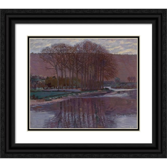 Gustav Bamberger 17x15 Black Ornate Wood Framed Double Matted Museum Art Print Titled - Black Varnish at Krems