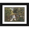 thumbnail image 1 of Gustav Barbarini 14x11 Black Ornate Wood Framed Double Matted Museum Art Print Titled: Forest Piece with a Wooden Stream Ruin, 1 of 5