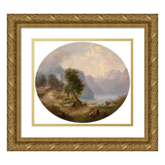 Gustav Barbarini 23x20 Gold Ornate Framed and Double Matted Museum Art Print Titled - Game from the Salzkammergut