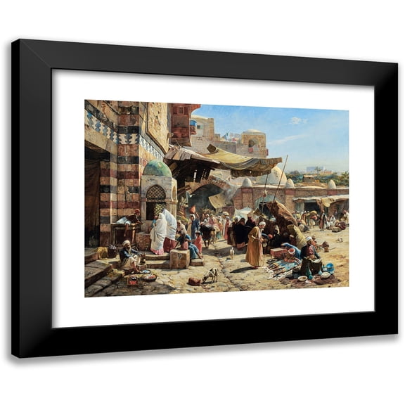 Gustav Bauernfeind 18x14 Black Modern Framed Museum Art Print Titled - Market in Jaffa (1887)
