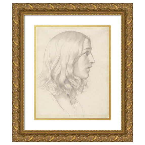 Gustav Heinrich Naeke 20x24 Gold Ornate Framed and Double Matted Museum Art Print Titled - Head of a Young Man (C. 1818)