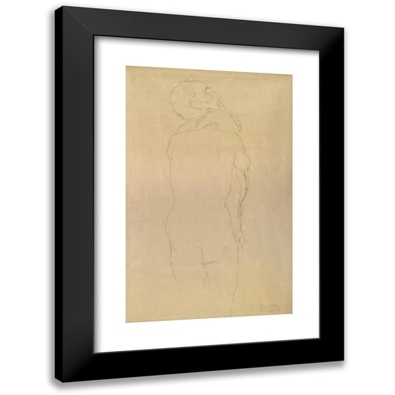 Gustav Klimt 11x14 Black Modern Framed Museum Art Print Titled - Adam and Eva Study