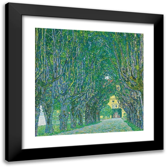 Gustav Klimt 12x12 Black Modern Framed Museum Art Print Titled - Avenue to the Kammer Castle (1912)