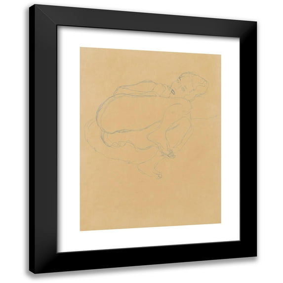 Gustav Klimt 12x14 Black Modern Framed Museum Art Print Titled - Couified Half-Act (1914-1915)