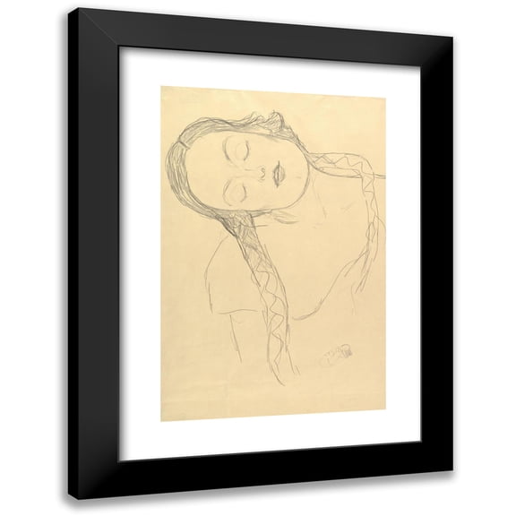 Gustav Klimt 13x18 Black Modern Framed Museum Art Print Titled - Half-Figure of a Young Woman (1918)