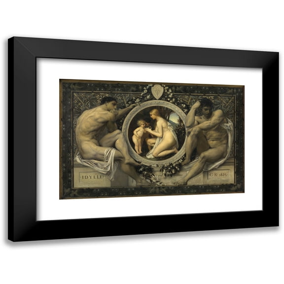 Gustav Klimt 14x11 Black Modern Framed Museum Art Print Titled - Idyll (1884)