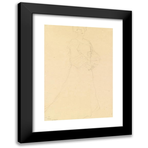 Gustav Klimt 14x18 Black Modern Framed Museum Art Print Titled - Standing Lady to the Right