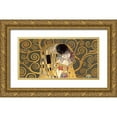 thumbnail image 1 of Gustav, Klimt 18x11 Gold Ornate Wood Framed with Double Matting Museum Art Print Titled - The Kiss, detail (Grey variation), 1 of 4