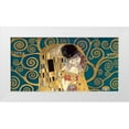 thumbnail image 1 of Gustav, Klimt 18x11 White Modern Wood Framed Museum Art Print Titled - The Kiss, detail (Blue variation), 1 of 4