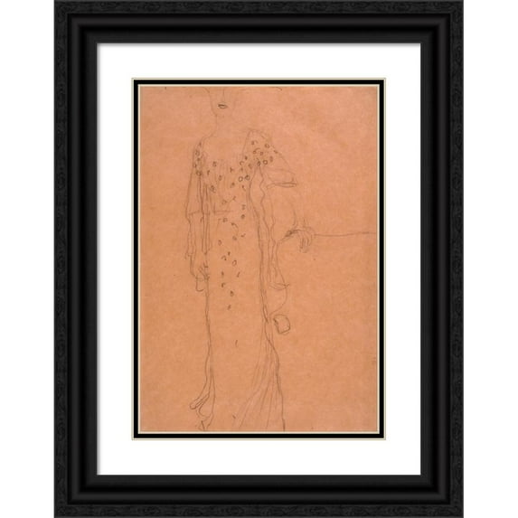 Gustav Klimt 18x24 Black Ornate Framed Double Matted Museum Art Print Titled: Study for Portrait of Adele Bloch-Bauer I (1903)