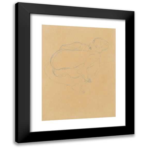 Gustav Klimt 19x24 Black Modern Framed Museum Art Print Titled - Couified Half-Act (1914-1915)