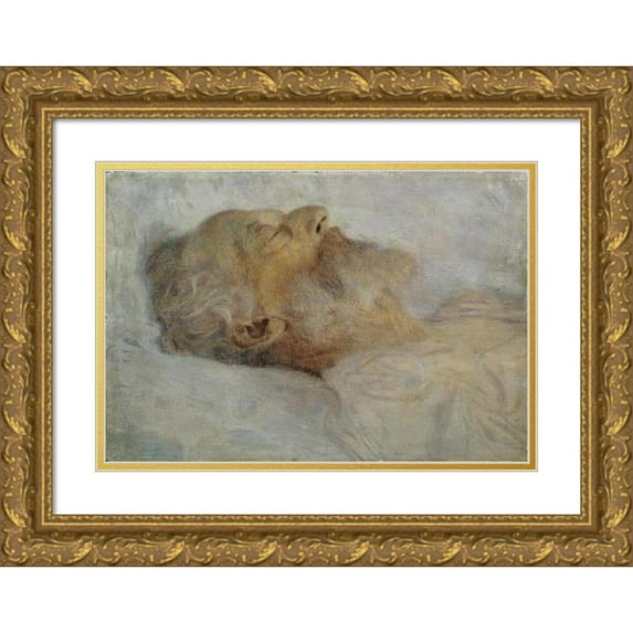 Gustav Klimt 24x18 Gold Ornate Framed and Double Matted Museum Art Print Titled - Old Man on the Dead Bed (1899-1900)