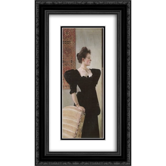 Gustav Klimt 2x Matted 14x24 Black Ornate Framed Art Print 'Portrait of Marie Breunig'
