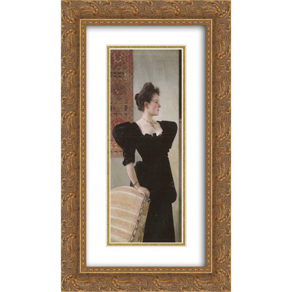 Gustav Klimt 2x Matted 14x24 Gold Ornate Framed Art Print 'Portrait of Marie Breunig'