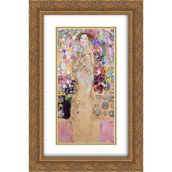 Gustav Klimt 2x Matted 16x24 Gold Ornate Framed Art Print 'Portrait of Maria Munk (unfinished)'
