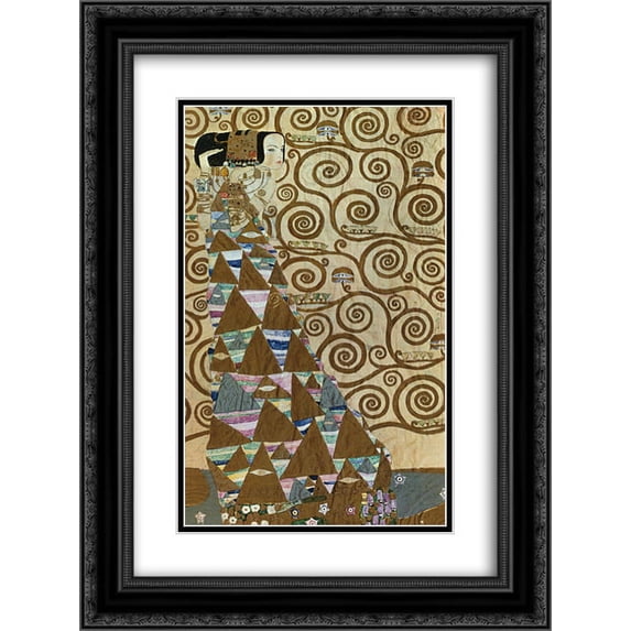 Gustav Klimt 2x Matted 18x24 Black Ornate Framed Art Print 'Expectation'