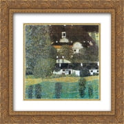 Gustav Klimt 2x Matted 20x20 Gold Ornate Framed Art Print Schloss Kammer am Attersee, II