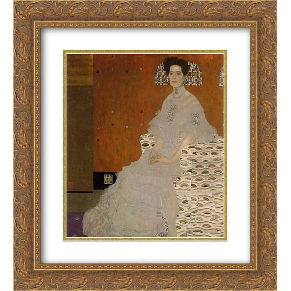 Gustav Klimt 2x Matted 20x22 Gold Ornate Framed Art Print 'Portrait of Fritza Riedler'