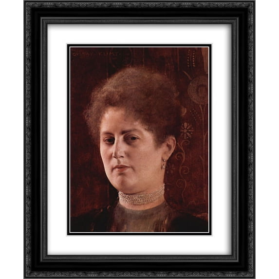 Gustav Klimt 2x Matted 20x24 Black Ornate Framed Art Print 'Portrait of a lady'