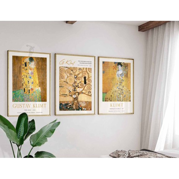 Gustav Klimt Art Print Set The Kiss Tree of Life Adele Portrait Set 3