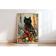 thumbnail image 1 of Gustav Klimt Black Cat Art Poster style Garden Meadow Poster, Stretched Canvas Size 12x18, 1 of 4