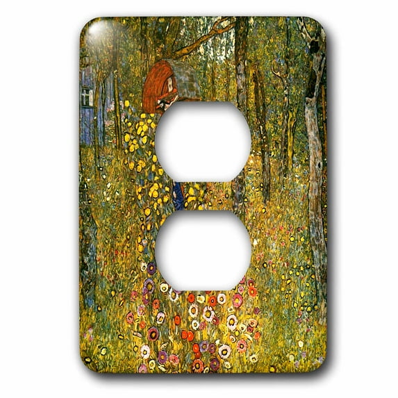 3dRose, Gustav Klimt - Cottage Garden with Crucifix, 2 plug outlet cover