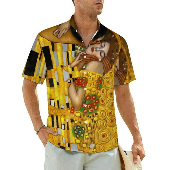Gustav Klimt Detail Vacation Shirt Mens The Trees of Life Loose Casual Shirts Hawaiian Sho