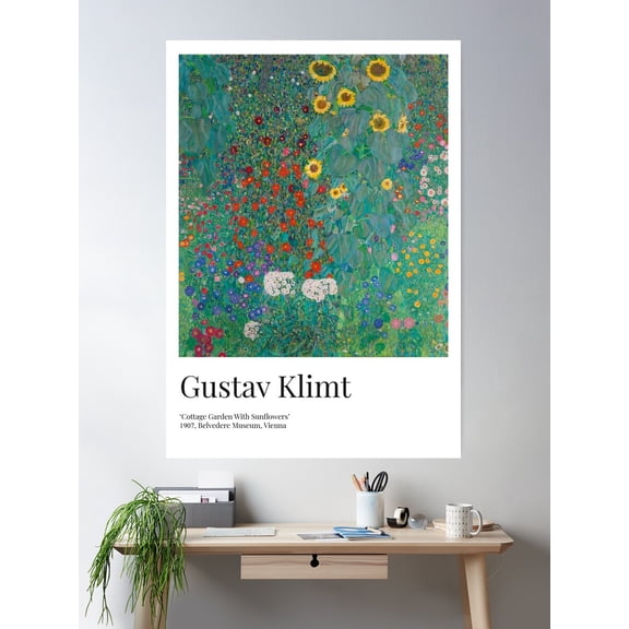 Gustav Klimt - Exhibition Art Poster - Cottage Garden With Sunflowers - Belvedere Museum Poster Wall Art, Modern Wall Decor For Living Room Bedroom, 16x24 UNFRAMED