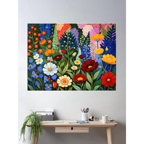 Gustav Klimt Flower Garden Poster Wall Art, Modern Wall Decor For Living Room Bedroom, 12x18 UNFRAMED
