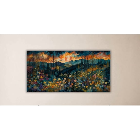 Gustav Klimt Full Moon Wildflower Poster, Unframed Paper Poster 8x10in