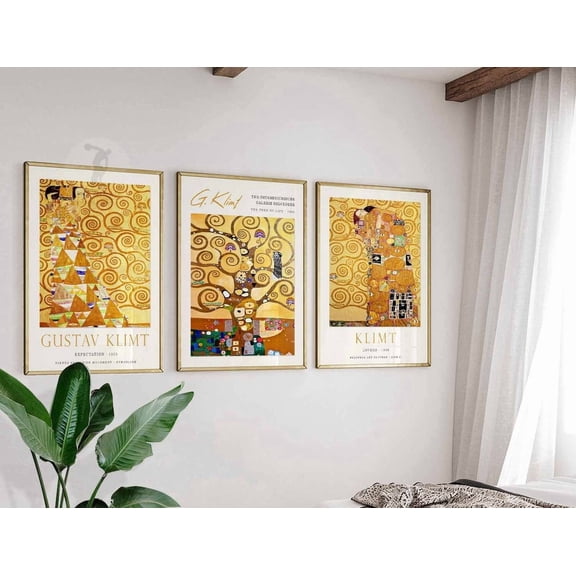 Gustav Klimt Gallery Wall Decor The Kiss Tree of Life Art Set 3