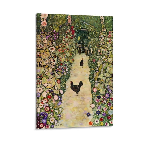 Gustav Klimt Garden Path with Chickens Prints Wall Art Poster Canvas Wall Art Prints Poster Gifts Photo Picture Painting Posters Room Decor Home Decorative 08x12inch(20x30cm)