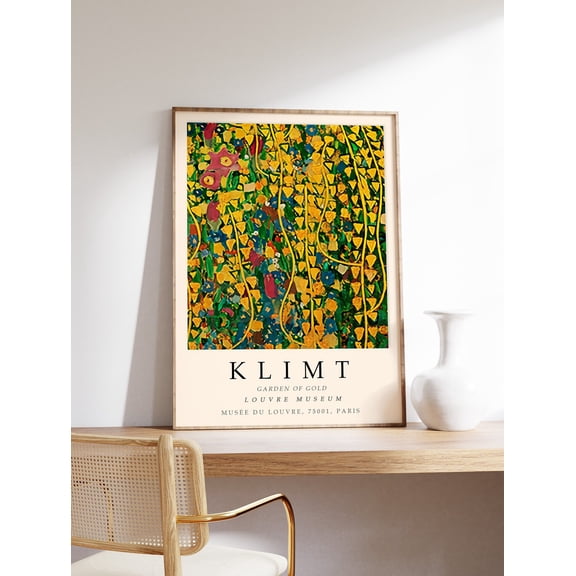 Gustav Klimt Garden of Gold Art Nouveau Vintage Pattern, Unframed Paper Poster 8x10in