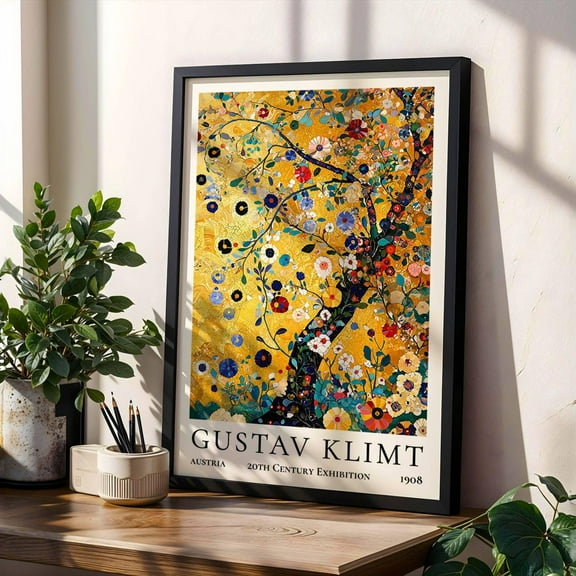 Gustav Klimt Gold Tree Poster Floral Art Nouveau Wall Art Decorative Austrian Print Poster Yellow Gold Botanical Art Vienna Modern Wall Art Print Poster, Size 24x36 UNFFRAMED F03.1.6l1558