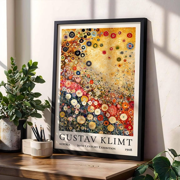 Gustav Klimt Golden Floral Poster Abstract Flower Explosion Wall Art Decorative Austrian Print Poster Vienna Art Nouveau Modern Wall Art Poster, Size 24x36 UNFFRAMED F03.1.6l1557