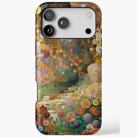 Gustav Klimt Inspired Garden Masterpiece Fine Art Phone Case 17 16 15 14 13 12 11 Pro Max