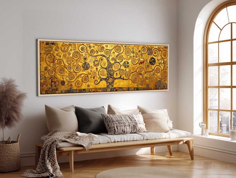 Gustav Klimt Inspired Tree of Life, Art Nouveau Gold Mosaic | Wide ...