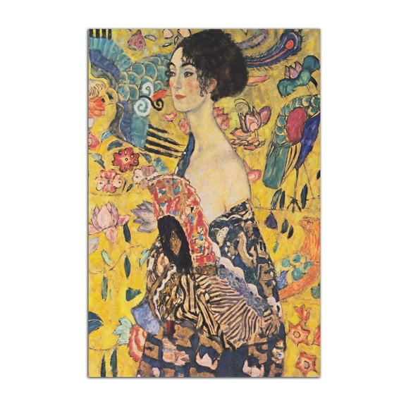 Gustav Klimt Lady with Fan Poster Wall Art Painting Print Canvas Poster Room Aesthetic Bedroom Decoration Painting
