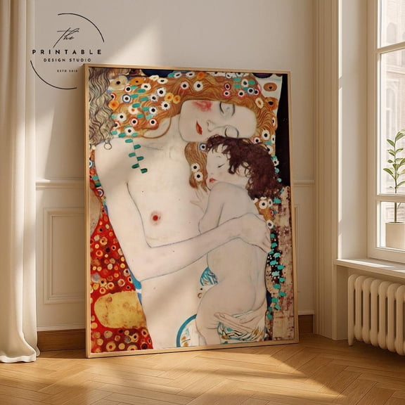 Gustav Klimt Mother And Child Modern Portrait Art Nouveau Family Love Print Wall Art