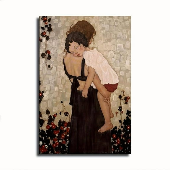Gustav Klimt Mother Holding Child Poster Canvas Wall Art Home Wall Decor Bedroom Aesthetic Art Prints Posters Decorations