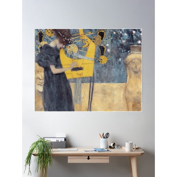 Gustav Klimt - Music 1895 Poster Wall Art, Modern Wall Decor For Living Room Bedroom, 24x36 UNFRAMED