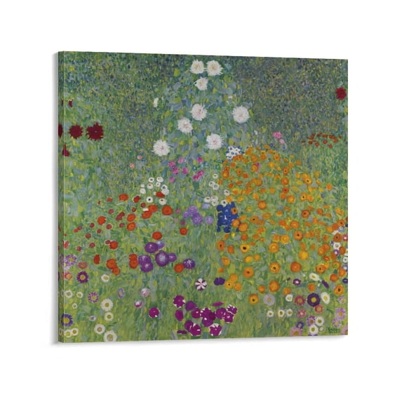Gustav Klimt Paintings Flower Garden Prints Wall Art Poster Artworks Picture Print Poster Wall Art Painting Canvas Gift Decor Home Posters Decorative 12x12inch(30x30cm)